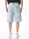 Men'S Raw Edge Ripped Loose Denim Shorts