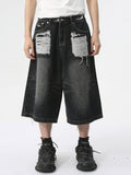 Men'S Ripped Loose Casual Black Denim Shorts