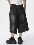 Men'S Ripped Loose Casual Black Denim Shorts