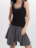 Plain Crewneck Side Hollow Tank Top