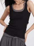 Plain Crewneck Side Hollow Tank Top