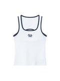 Hollow Back Letter Embroidery Tank Top