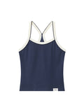 Contrast Color Splicing Plain backless Tank Top