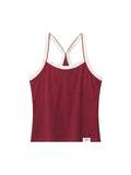 Contrast Color Splicing Plain backless Tank Top