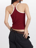 Contrast Color Splicing Plain backless Tank Top