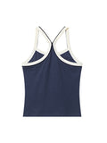 Contrast Color Splicing Plain backless Tank Top