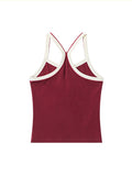 Contrast Color Splicing Plain backless Tank Top