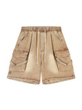 Men'S Retro Distressed Big Pocket Denim Shorts