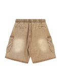 Men'S Retro Distressed Big Pocket Denim Shorts