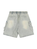 Men'S Retro Distressed Big Pocket Denim Shorts