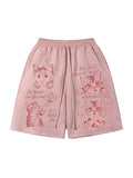 Men'S Retro Suede Cartoon Print Shorts