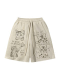 Men'S Retro Suede Cartoon Print Shorts