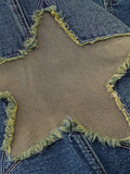 Men'S Vintage Star Patch Loose Denim Shorts