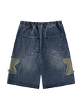 Men'S Vintage Star Patch Loose Denim Shorts