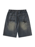 Men'S Spider Print Loose Casual Denim Shorts