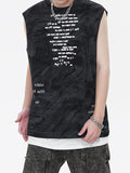 Men'S Letter Print Loose Casual Vest