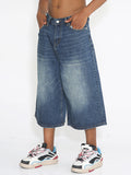 Men'S Loose Wide Leg Flared Denim Shorts