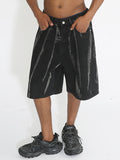 Men'S Loose Casual Black Denim Shorts